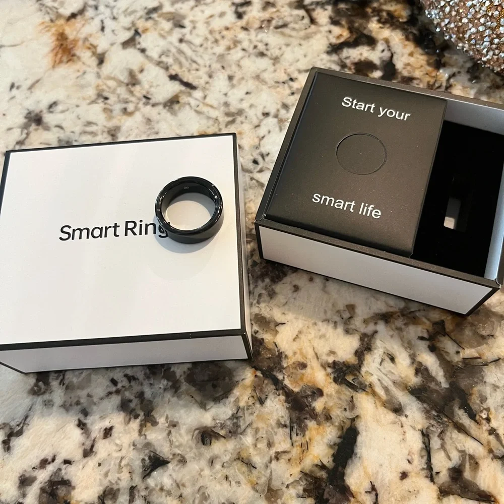 Smart Ring with Gold or Black Band Works With Both IPhone and Android.